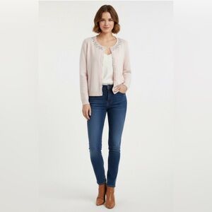 Elegant Pink Women's Cardigan with Embellishments
